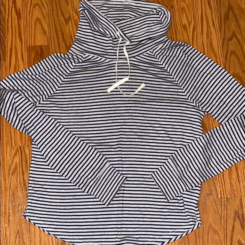 Black & white striped cowl neck sweatshirt